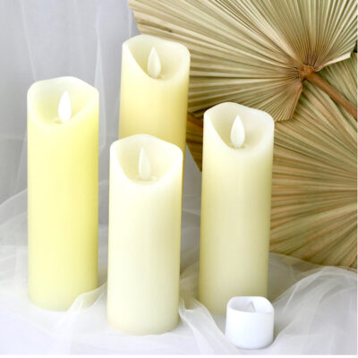 LED Echtwachs Stumpen Kerzen, 4-er Set
